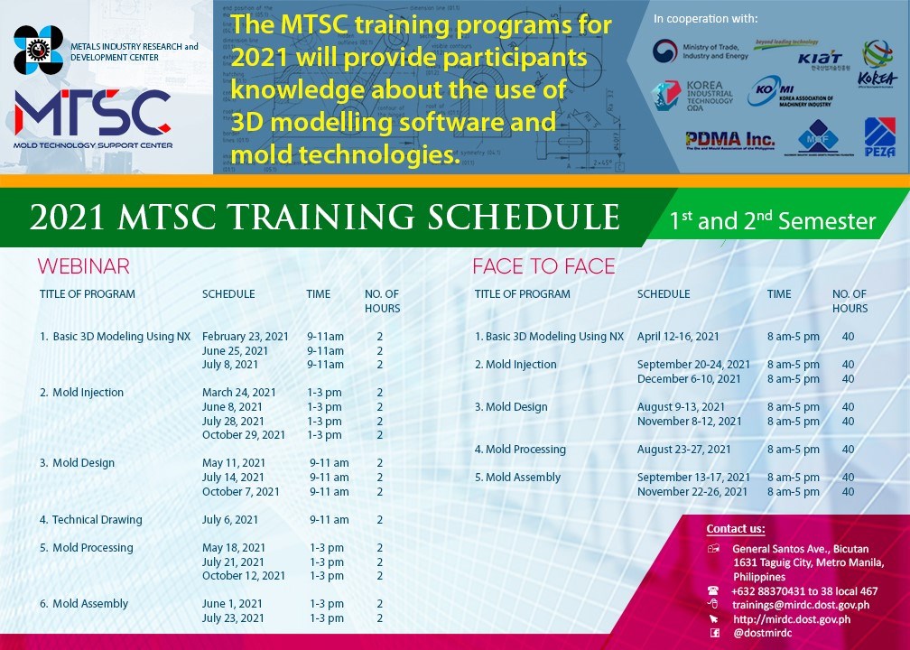 2021 MTSC TRAINING SCHEDULE